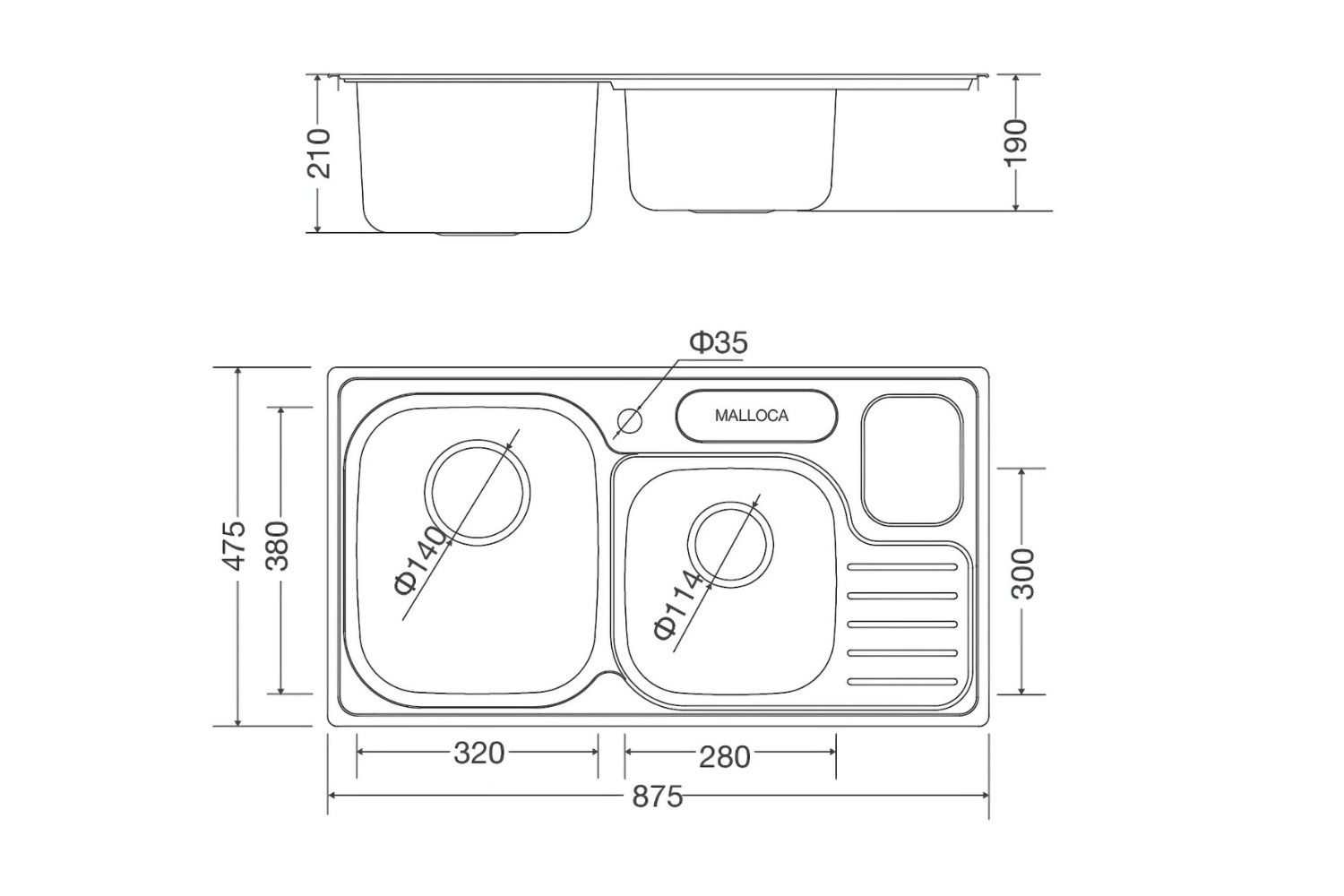 Chậu Rửa Bát 2 Hố Inox 304 Malloca MS 1024