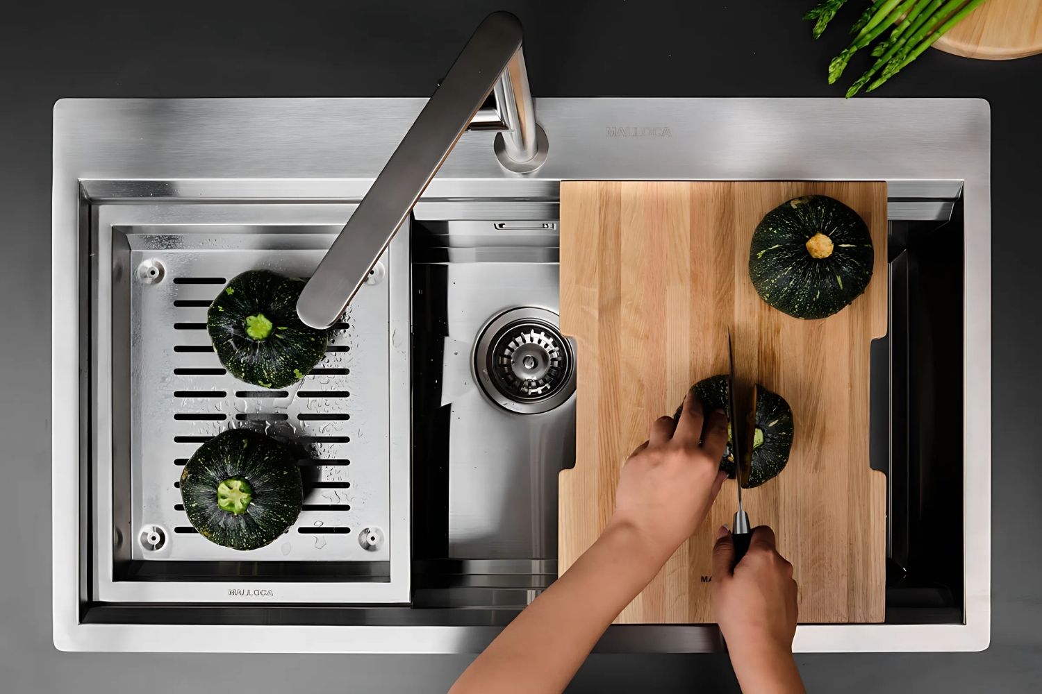 Chậu Rửa Bát 2 Hố Inox 304 Malloca Slide MS 1162R