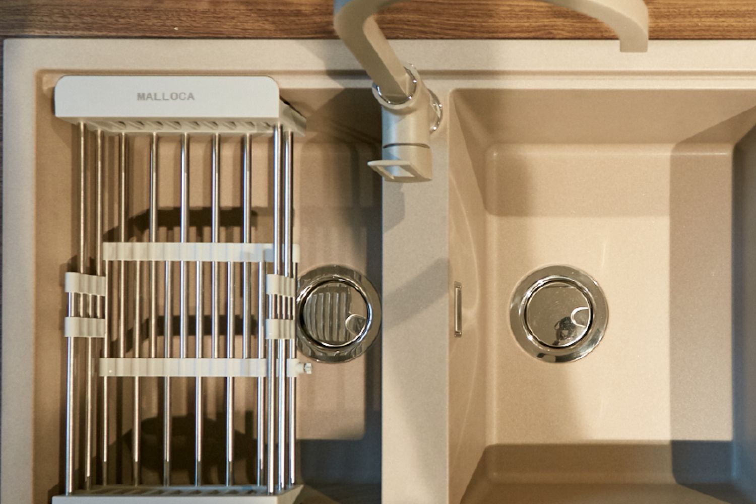 Chậu Rửa Bát 2 Hố Bằng Đá Granite Malloca BIANCO K-45062 | Màu Kem