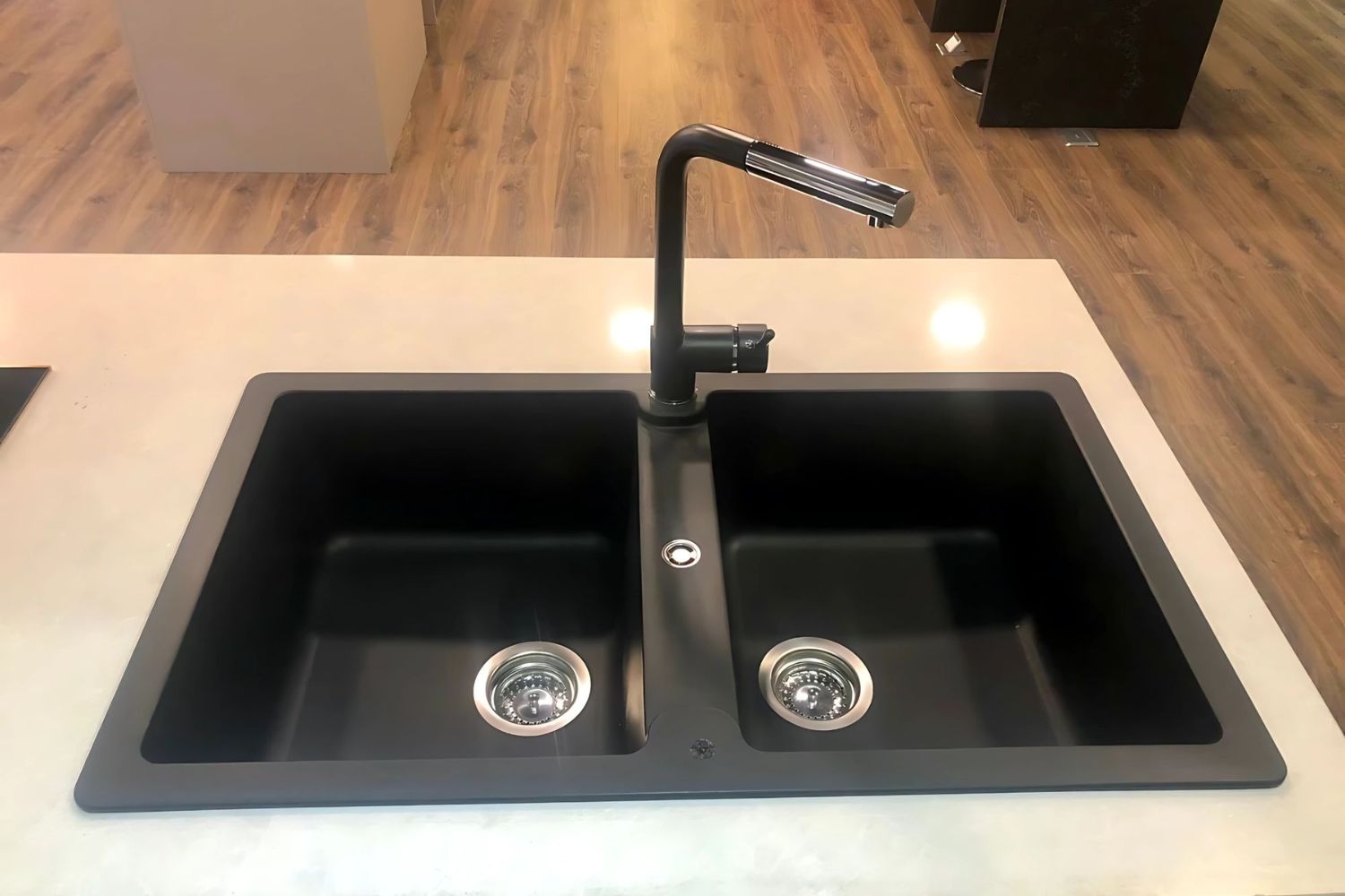 Chậu Rửa Bát 2 Hố Bằng Đá Granstone Hafele HS19-GEN2S90 (570.36.300) | Màu Đen