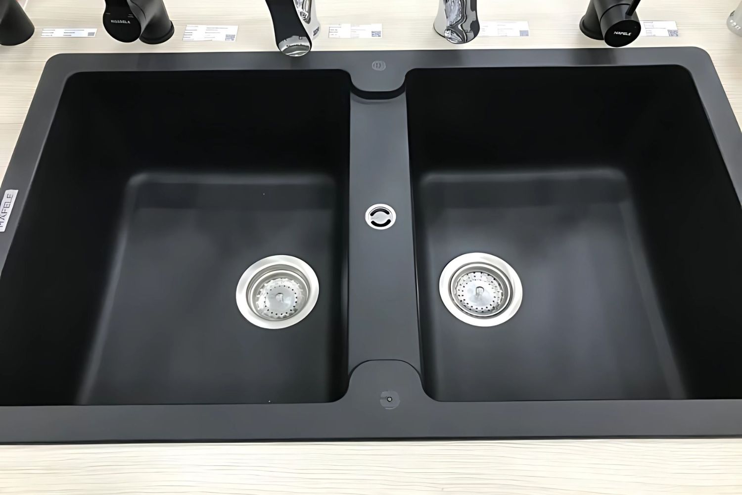 Chậu Rửa Bát 2 Hố Bằng Đá Granstone Hafele HS19-GEN2S90 (570.36.300) | Màu Đen