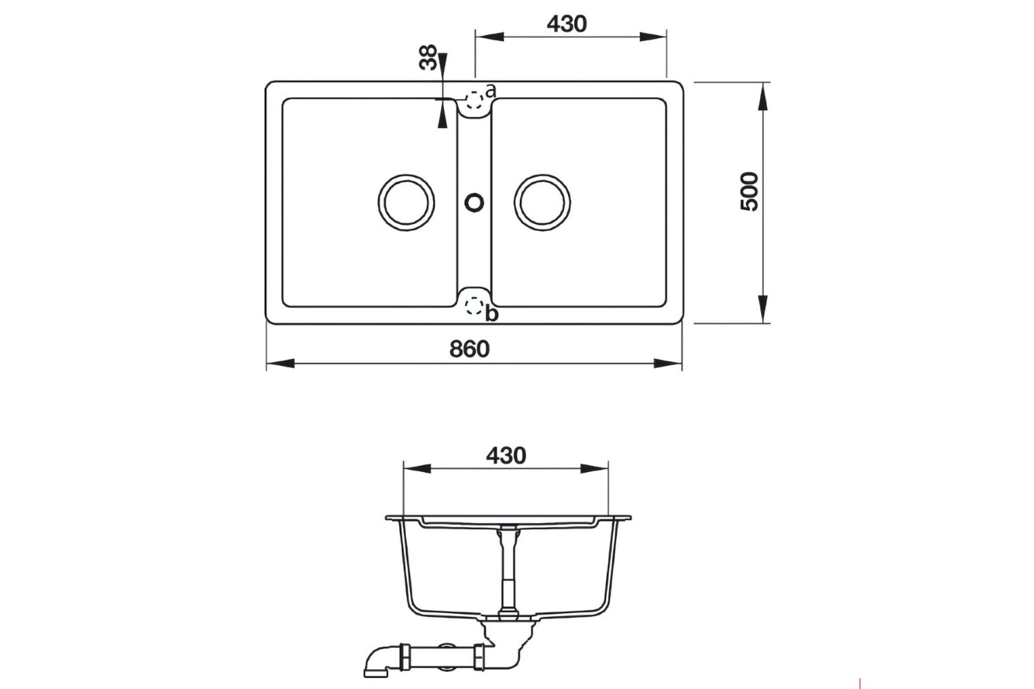 Chậu Rửa Bát 2 Hố Bằng Đá Granstone Hafele HS19-GEN2S90 (570.36.300) | Màu Đen