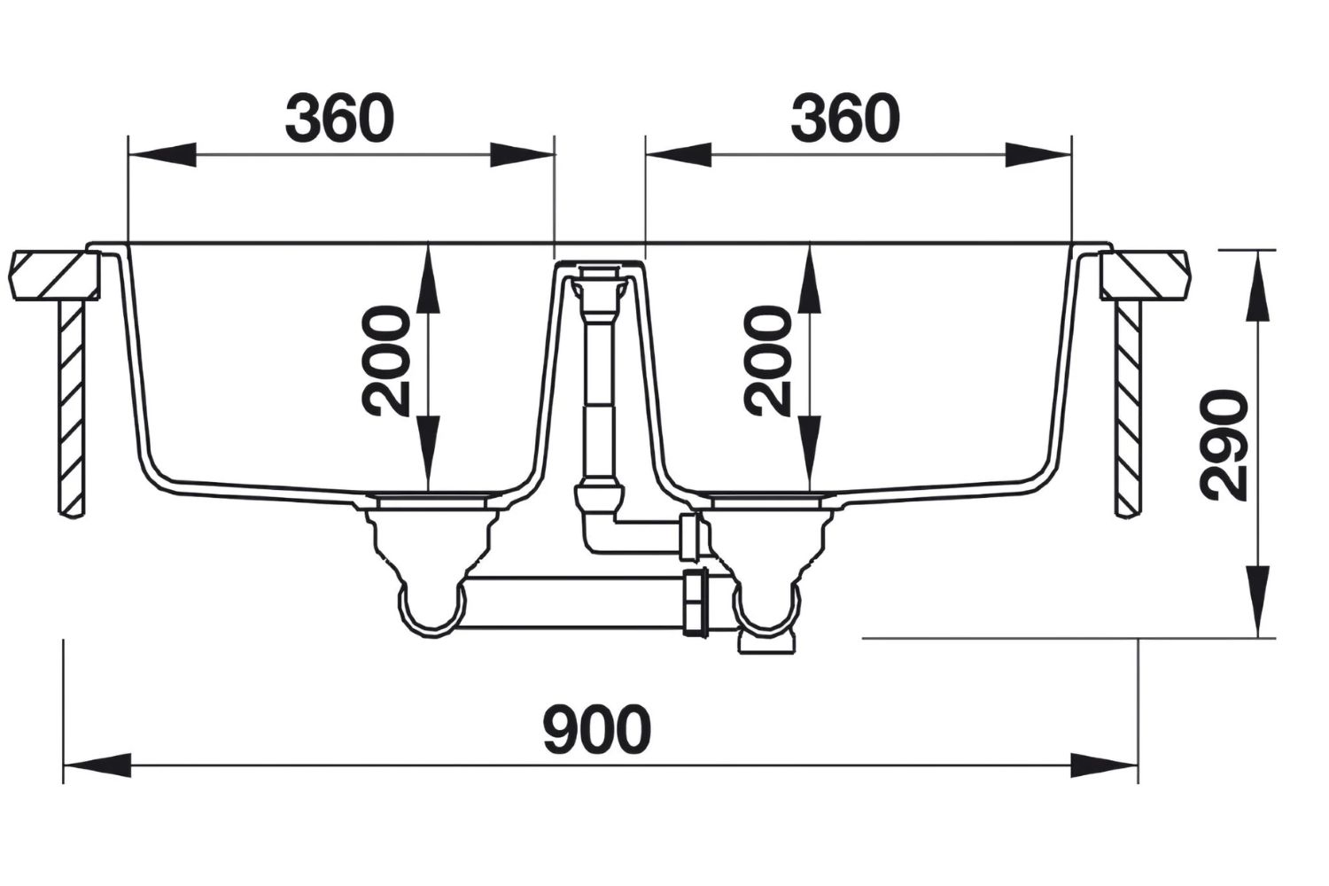 Chậu Rửa Bát 2 Hố Bằng Đá Granstone Hafele HS19-GEN2S90 (570.36.300) | Màu Đen