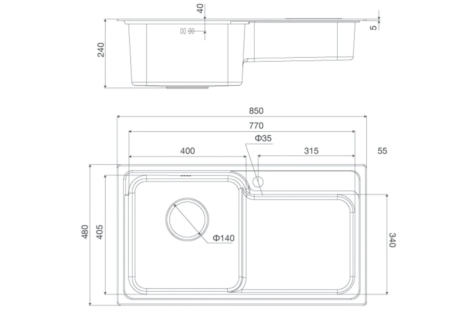 Chậu Rửa Bát 2 Hố Inox 304 Malloca MS 1028 N