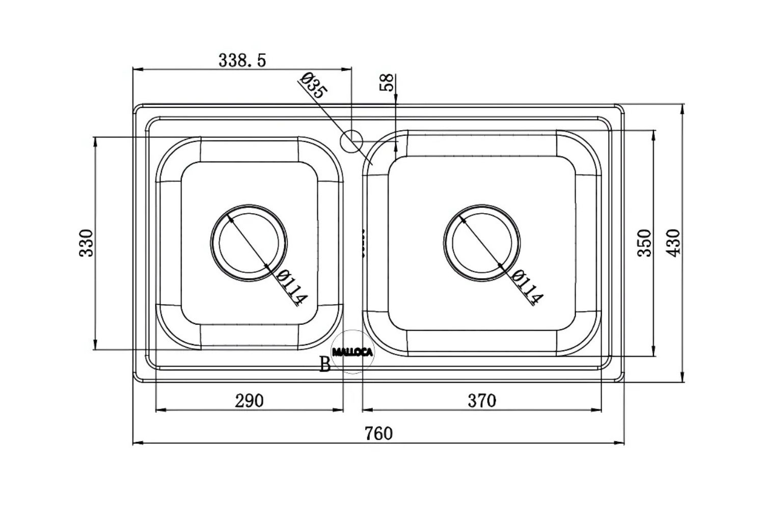 Chậu Rửa Chén 2 Hố Inox 304 Malloca MS 2076E (ECO)