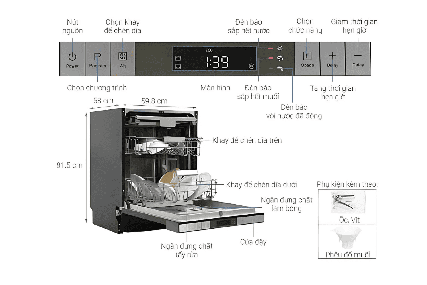 Máy Rửa Bát Âm Bán Phần Hafele HDW-SI60AB 538.21.320