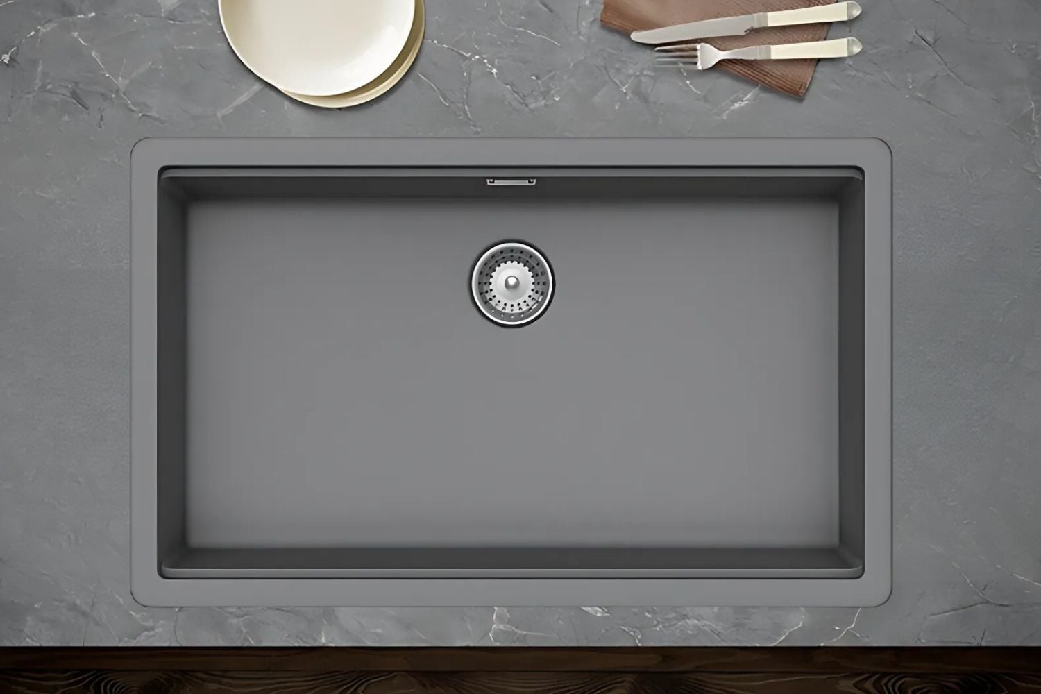 Chậu Rửa Bát 1 Hố Bằng Đá Granstone Hafele HS20-GEN1S80 (570.30.500) | Màu Xám