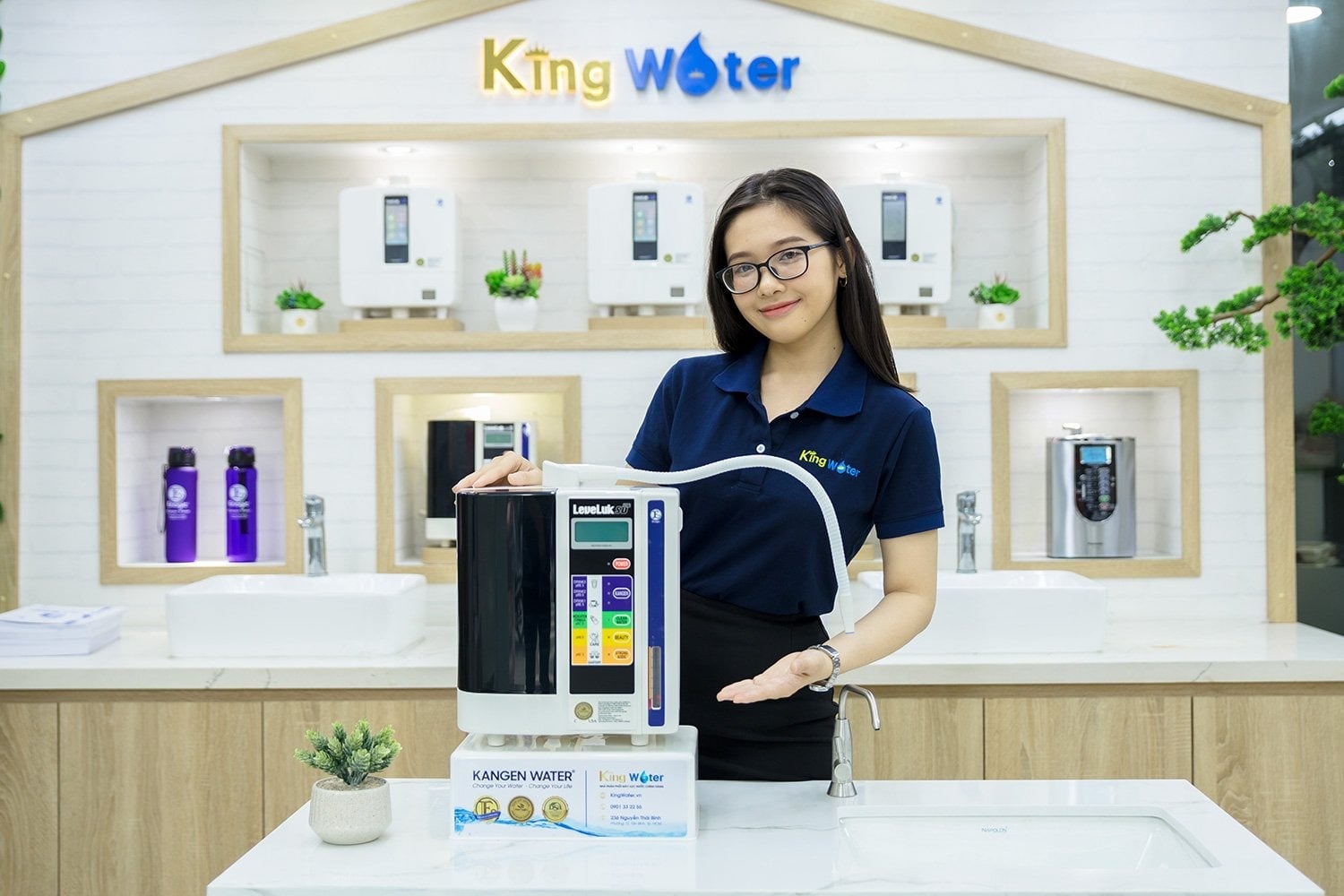 Máy Lọc Nước Ion Kiềm Hydrogen Nóng Lạnh Nguội 10 Lõi Mutosi MP-S1021H (demo giao diện)