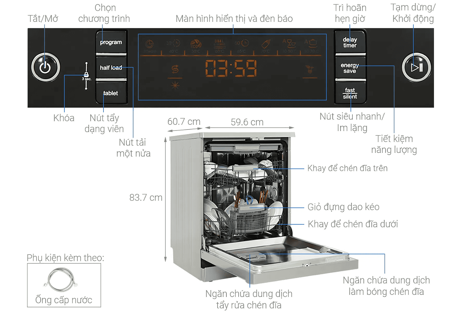Máy Rửa Bát Độc Lập Hafele HDW-F60C | 533.23.200