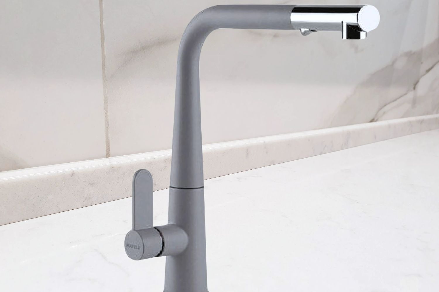 Vòi Rửa Bát Nóng Lạnh Dây Rút Hafele HT20-GH1P259 (570.82.400) | Đồng Thau Sơn Giả Đá, Màu Xám