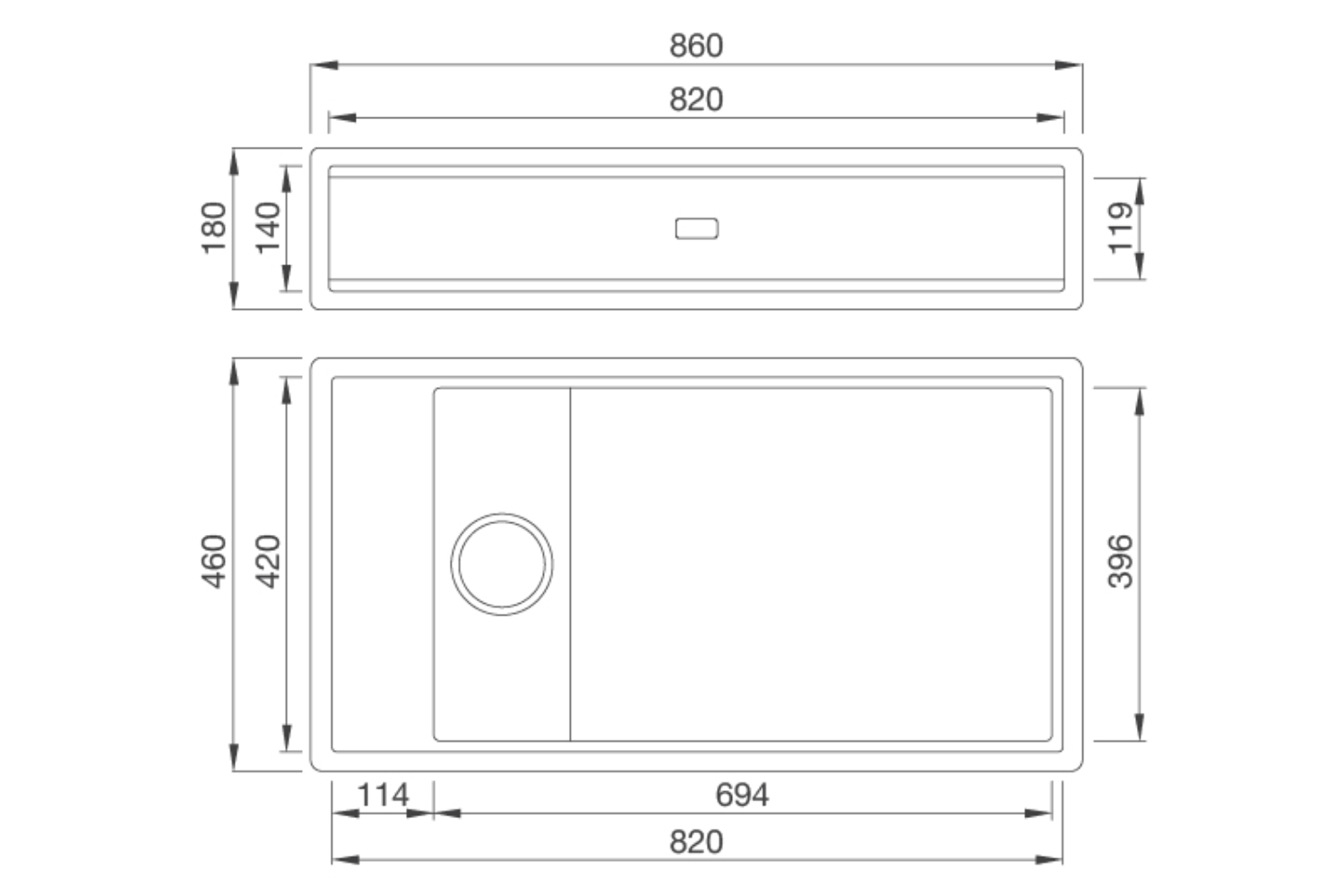 Chậu Rửa Bát 2 Hố Bằng Đá Granite Malloca MYST K86S - MYST K86L