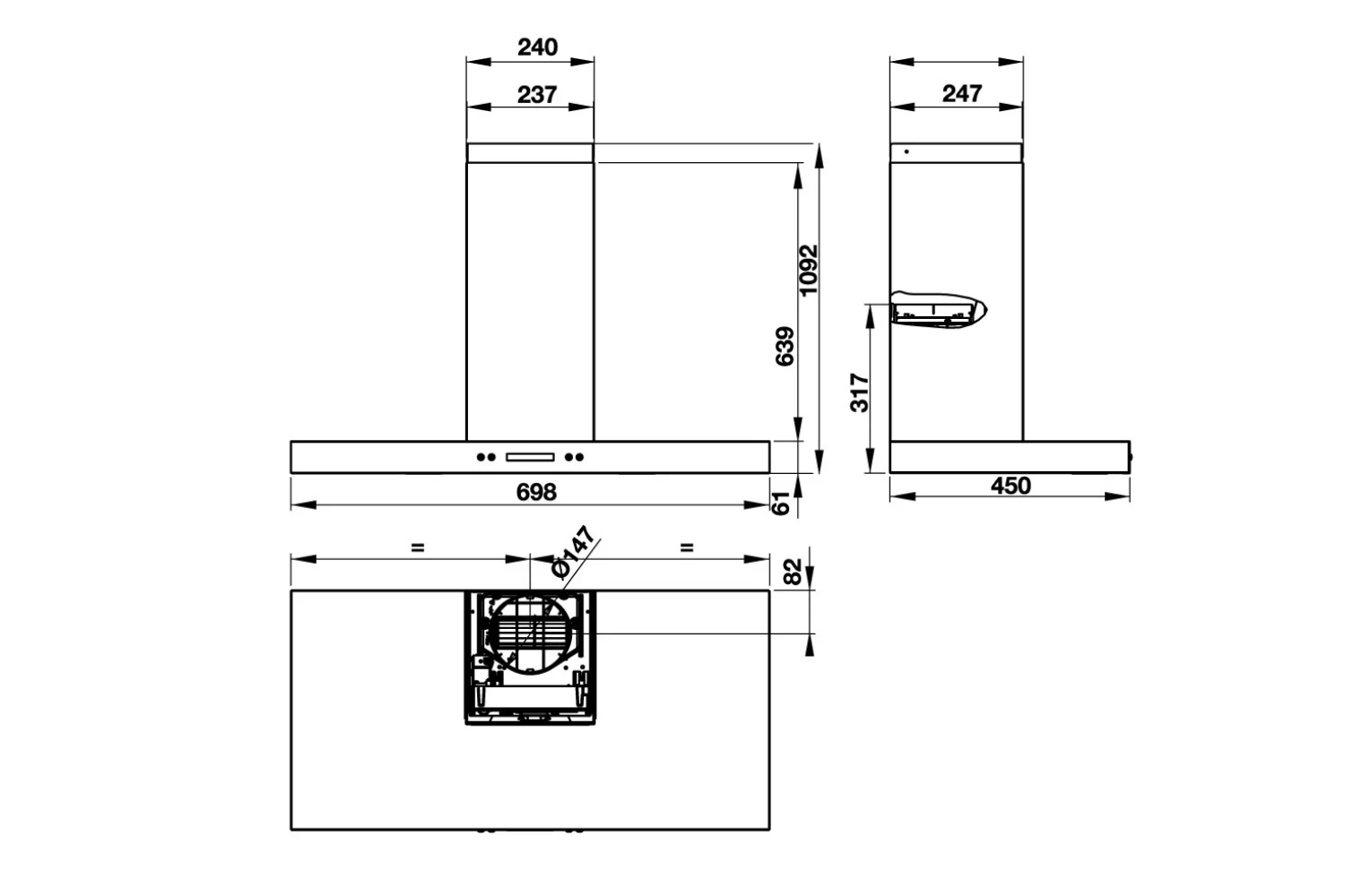 Máy hút mùi gắn tường Hafele HH-WI70C | 539.81.158