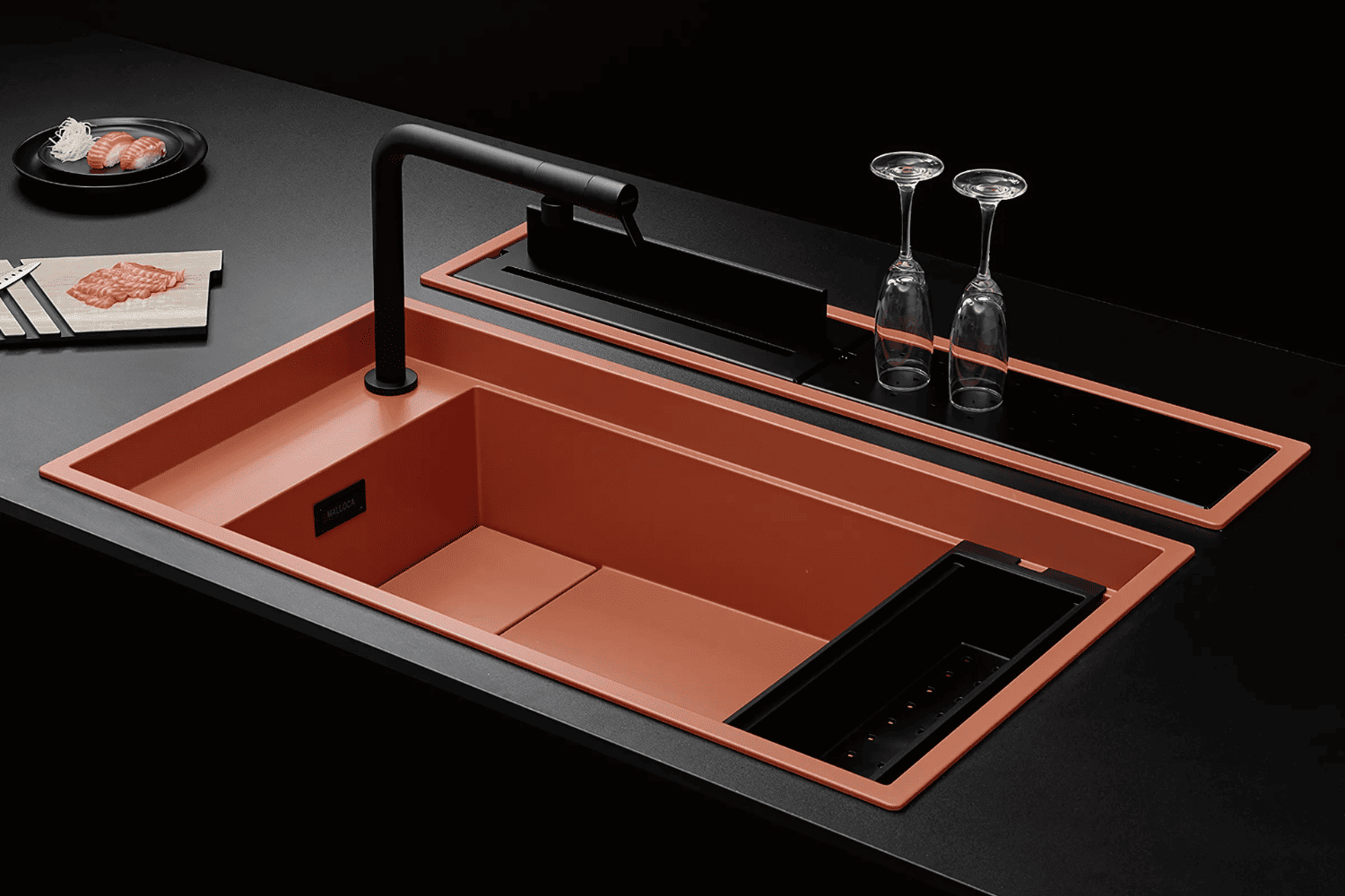 Hình Đại Diện Chậu Rửa Bát Đá Granite Nano Malloca MYST K83S - MYST K83L (2 Hố - Màu Cá Hồi)