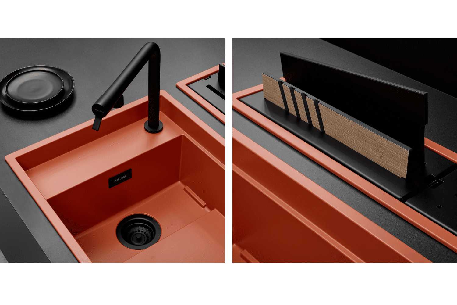 Hình Đại Diện Chậu Rửa Bát Đá Granite Nano Malloca MYST K83S - MYST K83L (2 Hố - Màu Cá Hồi)