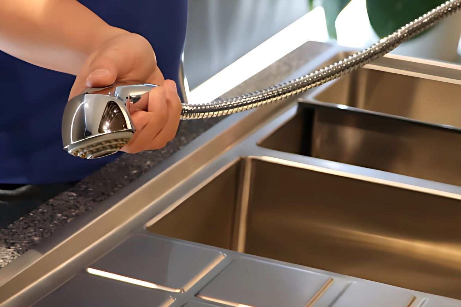 Vòi Rửa Bát Nóng Lạnh Dây Rút Malloca K140 | Đồng Thau Mạ Chrome