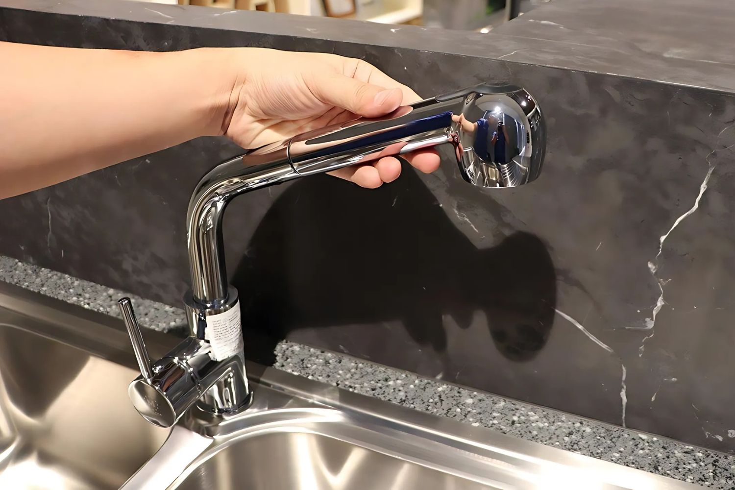 Vòi Rửa Bát Nóng Lạnh Dây Rút Malloca K119N9 | Đồng Thau Mạ Chrome