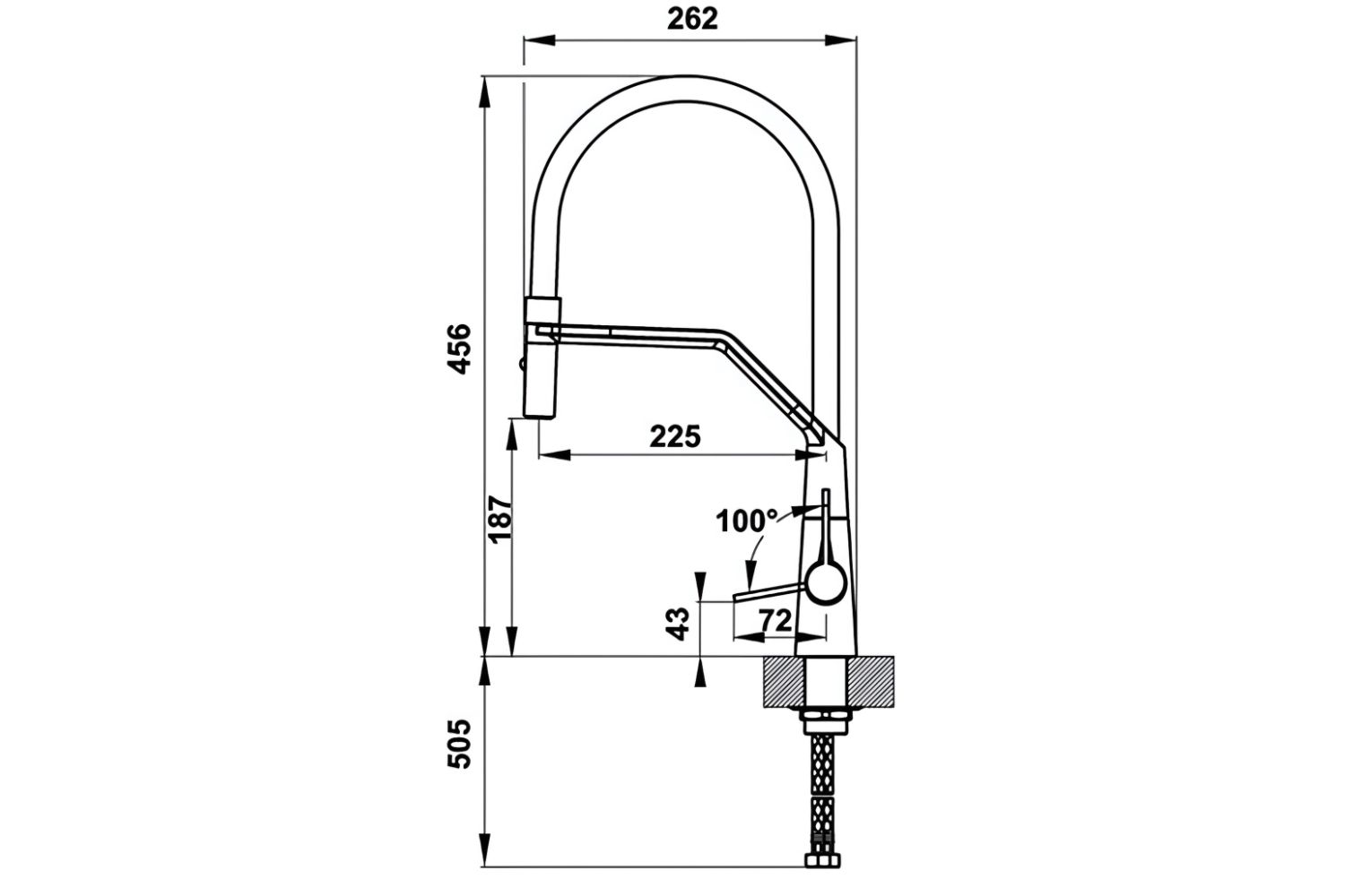 Vòi Rửa Bát Nóng Lạnh Hafele HT20-CH1F187 (570.82.230) | Đồng Thau Mạ Chrome, Dây Silicon
