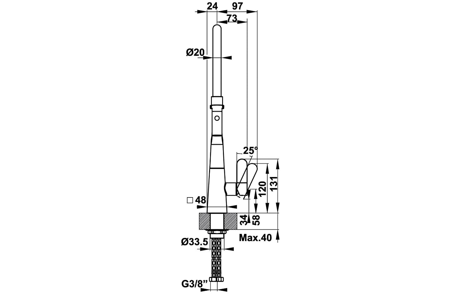 Vòi Rửa Bát Nóng Lạnh Hafele HT20-CH1F187 (570.82.230) | Đồng Thau Mạ Chrome, Dây Silicon