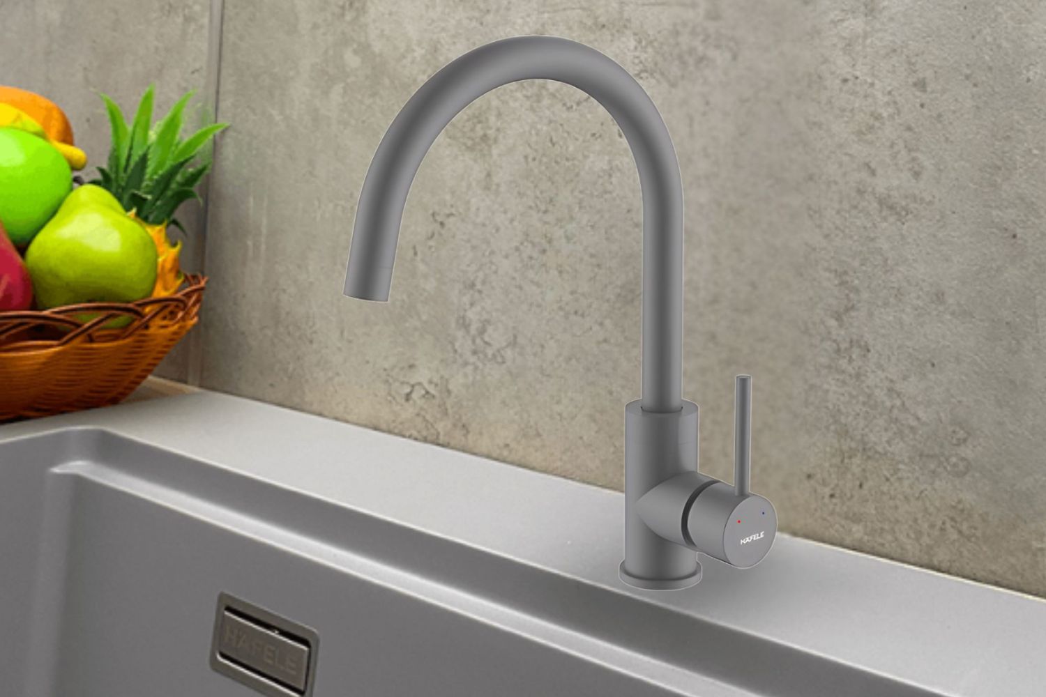 Vòi Rửa Bát Nóng Lạnh Hafele HT21-CH1F220C (577.56.500) | Đồng sơn giả đá, Màu xám