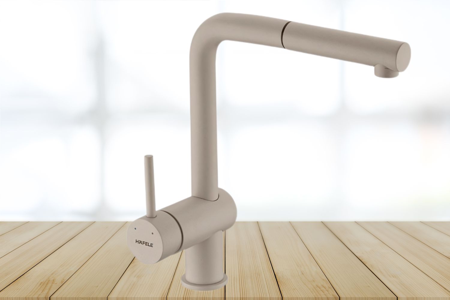 Vòi Rửa Bát Nóng Lạnh Dây Rút Hafele HT21-GH1P250 (577.55.290) | Đồng sơn giả đá, Màu Kem