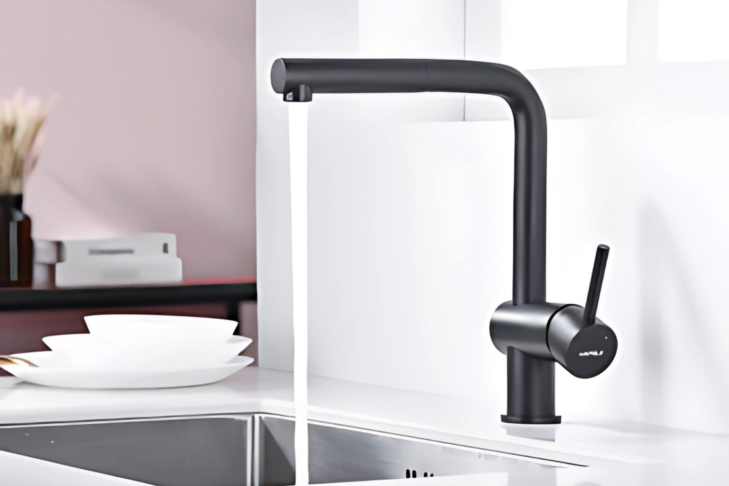 Vòi Rửa Bát Nóng Lạnh Dây Rút Hafele HT21-GH1P250 (577.55.390) | Đồng Thau Sơn Giả Đá, Màu Đen