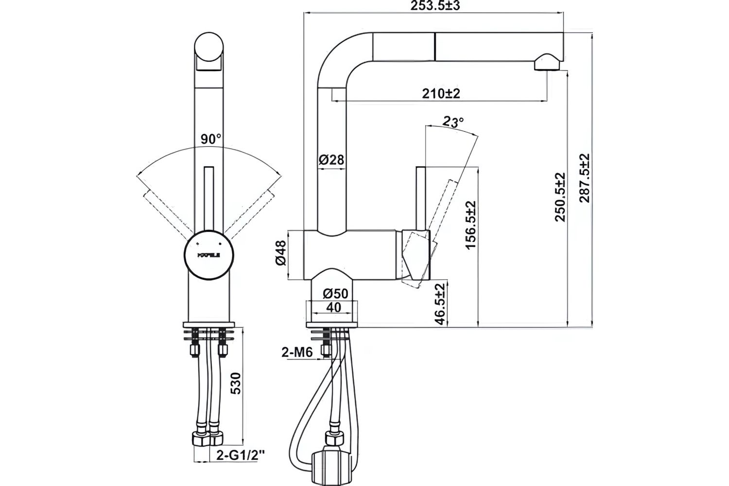 Vòi Rửa Bát Nóng Lạnh Dây Rút Hafele HT21-GH1P250 (577.55.390) | Đồng Thau Sơn Giả Đá, Màu Đen