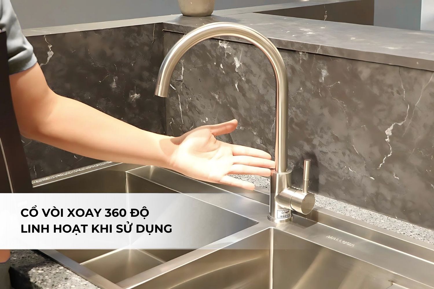 Vòi Rửa Bát Nóng Lạnh Malloca K569-SN | Inox 304 (ECO)