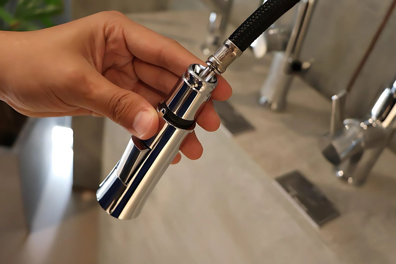 Vòi Rửa Bát Nóng Lạnh Dây Rút Malloca K012C | Đồng Thau Mạ Chrome