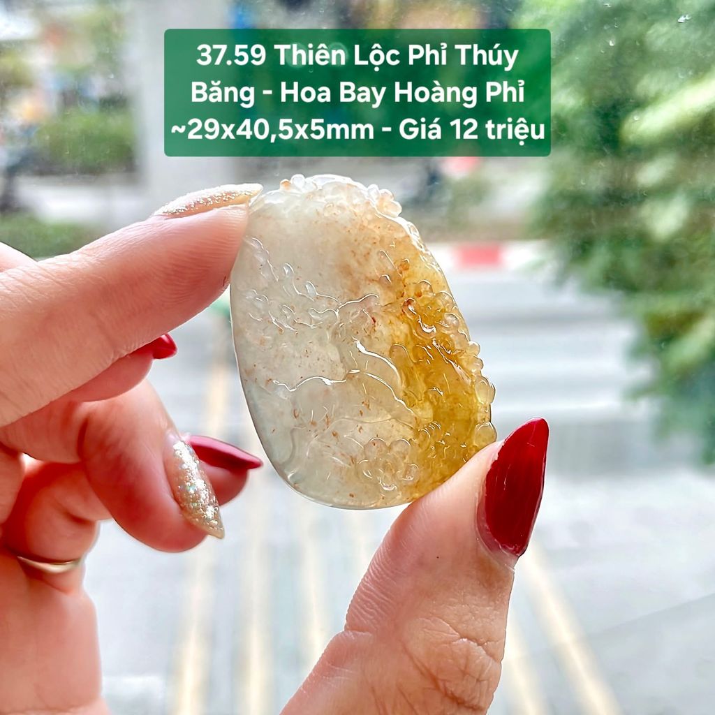 Thiên Lộc Phỉ Thuý Băng- Hoa Bay Hoàng Phỉ 29x40.5mm 37.59