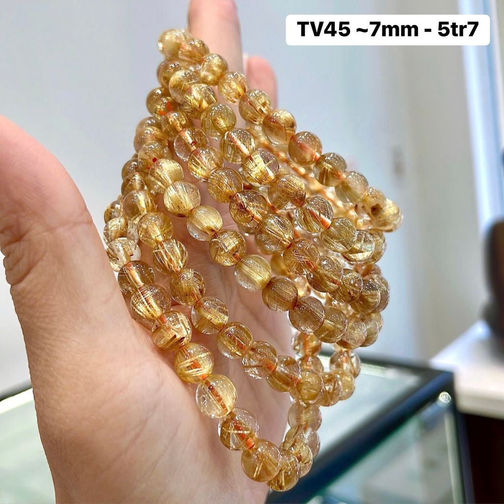 Vòng Thạch Anh Tóc Vàng ~7mm TV45