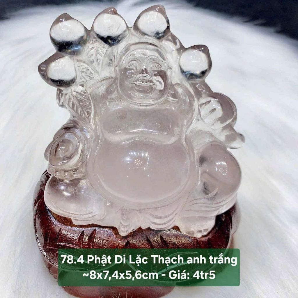 Phật Di Lặc Thạch Anh Trắng ~8x7.4x5.6cm 78.4