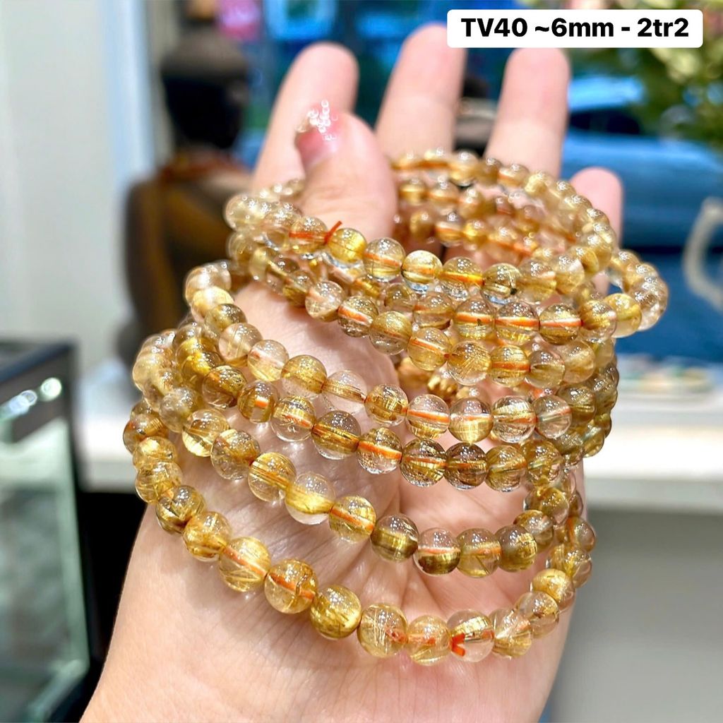 Vòng Thạch Anh Tóc Vàng ~6mm TV40