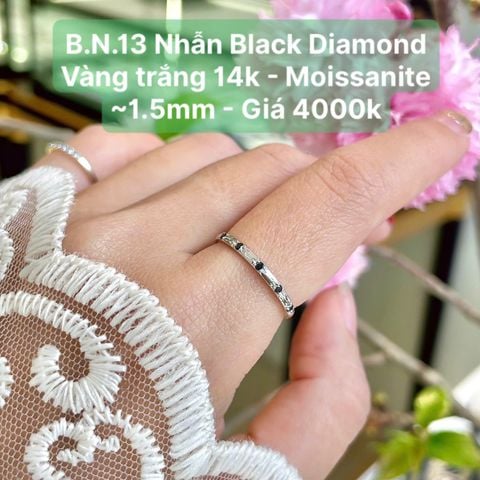 Nhẫn Black Diamond Vàng Trắng 14k - Moissanite ~1.5mm BN13