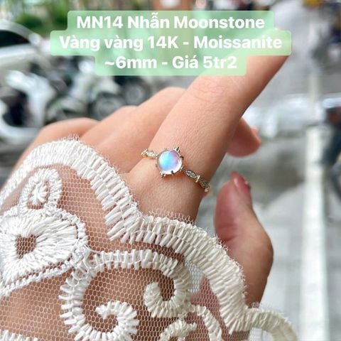 Nhẫn Moonstone VV14 - Moissanite ~6mm - MN14