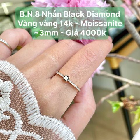 Nhẫn Black Diamond Vàng Vàng 14k - Moissanite ~3mm BN8