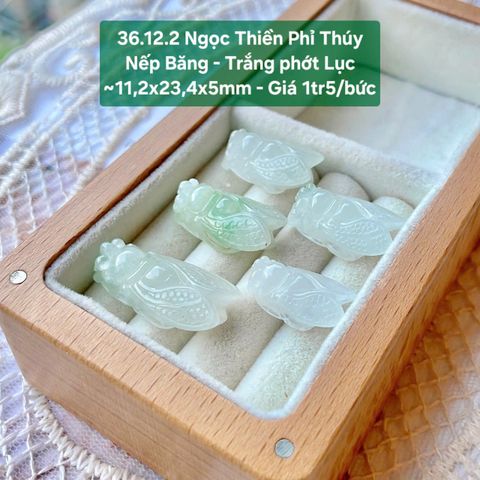 Ngọc Thiền Phỉ Thuý Nếp Băng - Trắng Phớt Xanh 11.2x23.4xm 36.12.2