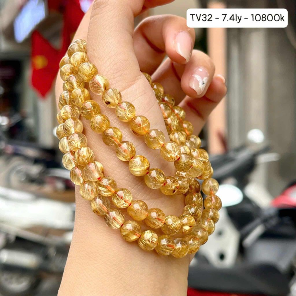 Vòng Thạch Anh Tóc Vàng 7.4mm TV32