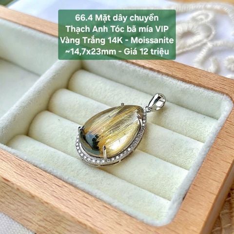 Mặt Dây Chuyền Thạch Anh Tóc Vàng Bã Mía VIP VT14k - Moissanite ~14.7x23mm 66.4