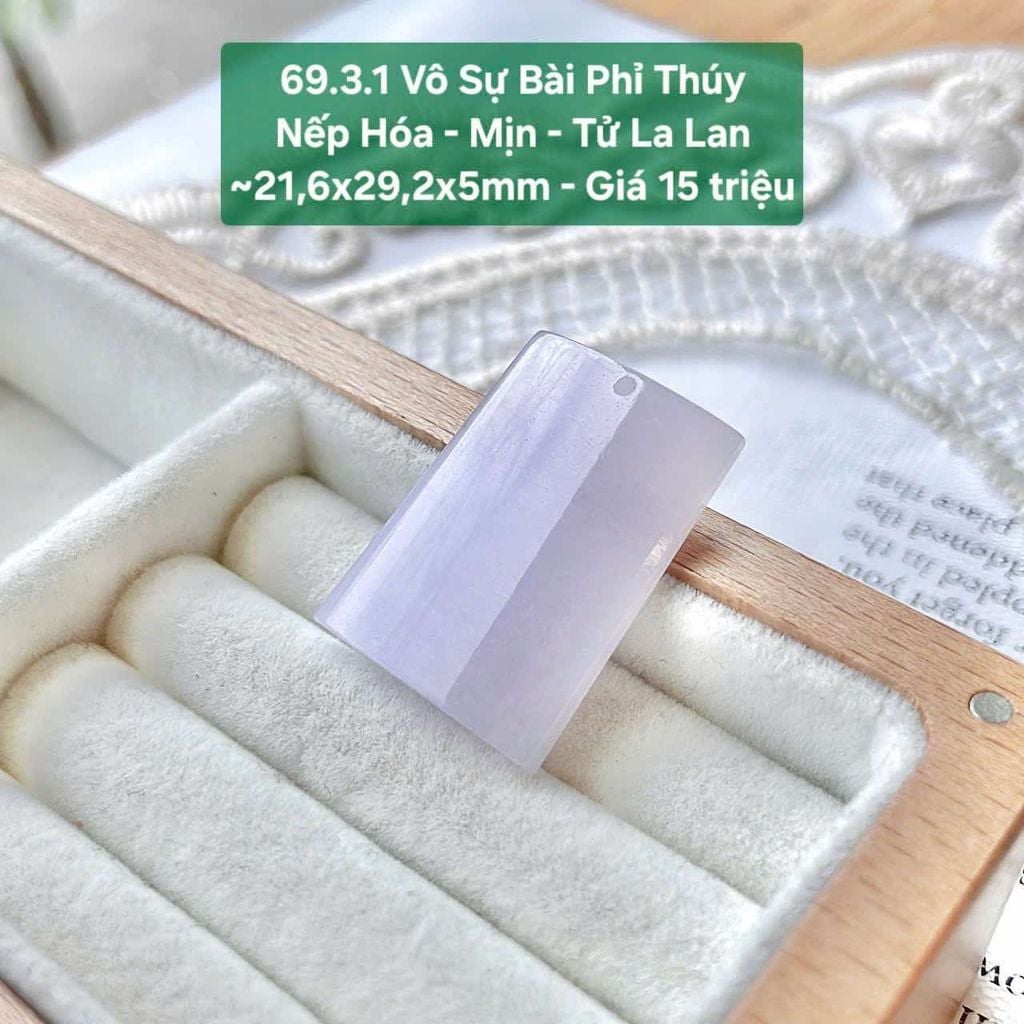 Vô Sự Bài Phỉ Thuý Nếp Hoá - Mịn - Tử La Lan ~21.6x29.2x5mm - 69.3.1