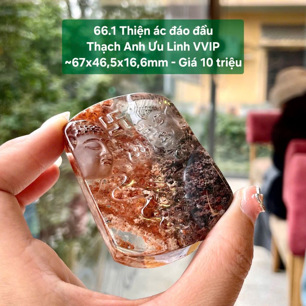 Thiện Ác Đáo Đầu Thạch Anh Ưu Linh VVip 66.1 ~67x46.5x16.6mm