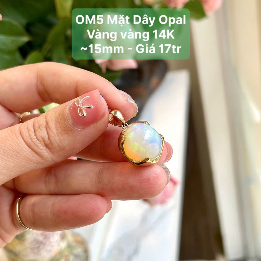 Mặt Dây Chuyền Opal Vàng Vàng 14k ~15mm OM5
