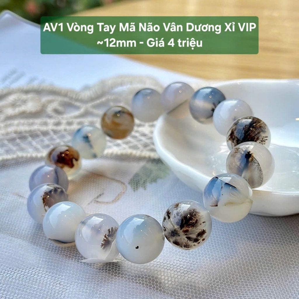 Vòng Tay Ngọc Tuỷ Chalcedony Vân Dương Xỉ VIP  ~12mm AV1