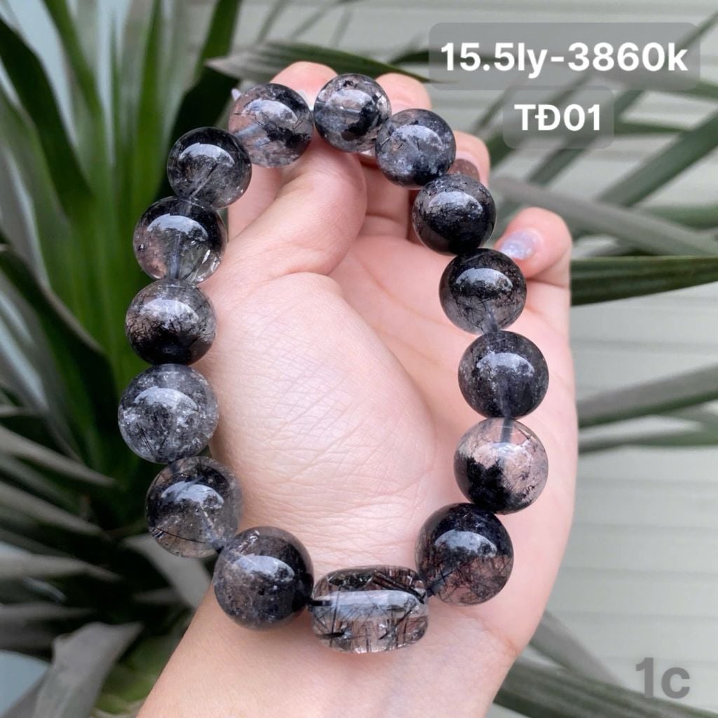 Vòng Thạch Anh Tóc Đen 15.5mm TĐ01