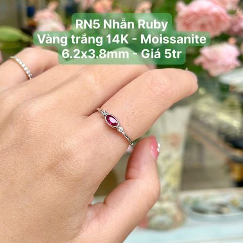 Nhẫn Ruby VT 14K - Moissanite ~6.2x3.8mm - RN5