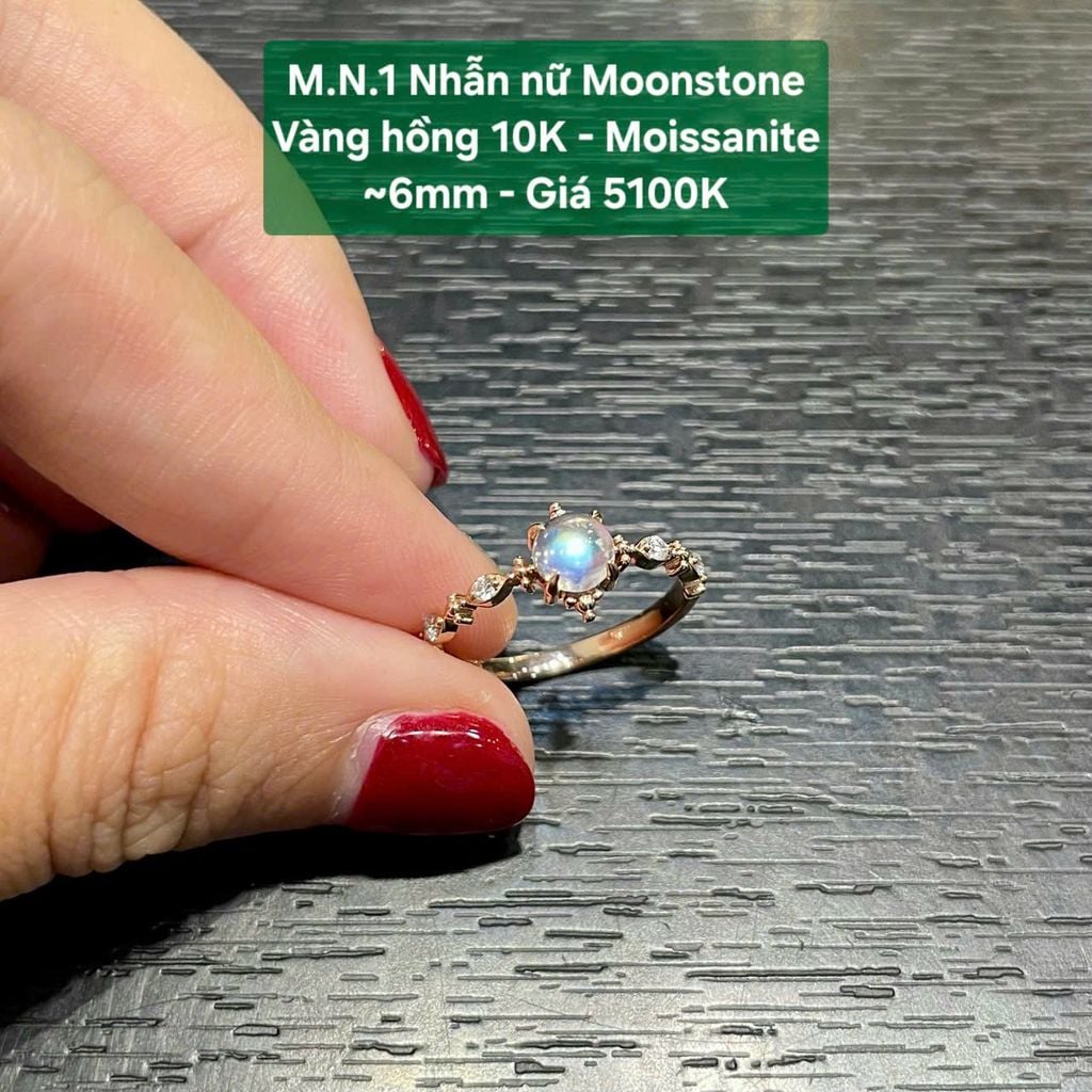 Nhẫn Nữ Moonstone VH10k - Moissanite tấm - M.N.1