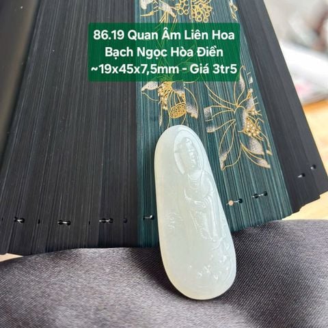Quan Âm Liên Hoa  Bạch Ngọc Hòa Điền  ~19x45x7,5mm 86.19