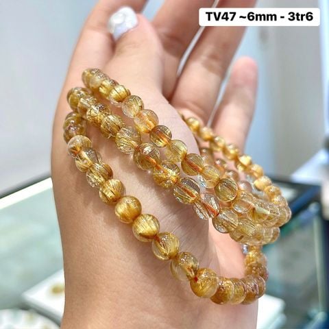 Vòng Thạch Anh Tóc Vàng ~6mm TV47