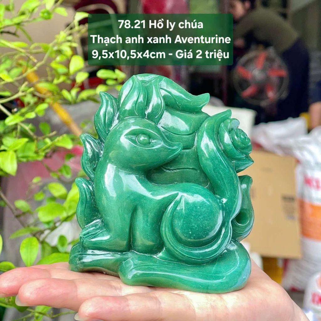 Hồ Ly Chúa Thạch Anh Xanh Aventurine - 9.5x10.5x4cm - 78.21