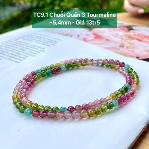 Chuỗi Quấn 3 Tourmaline ~5.4mm - TC9.1