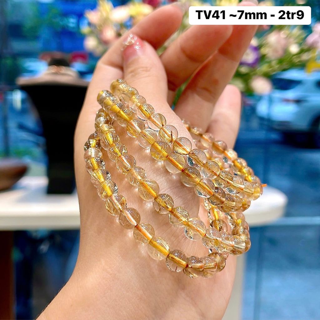 Vòng Thạch Anh Tóc Vàng ~7mm TV41